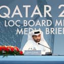 FIFA Secretary General (R) and Hassan al-Thawadi (L) took decision to move World Cup schedule in 2015