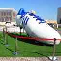 The world's largest football shoe by artist M. Dileef has been put on display at Katara Cultural Village (photo: idhik Keerantakath/ Eyepix Group/Future Publishing via Getty Images)