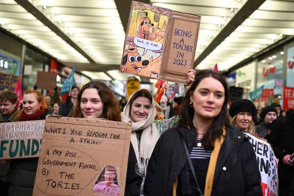 Teachers are striking again. Credit: OLI SCARFF/AFP via Getty Images