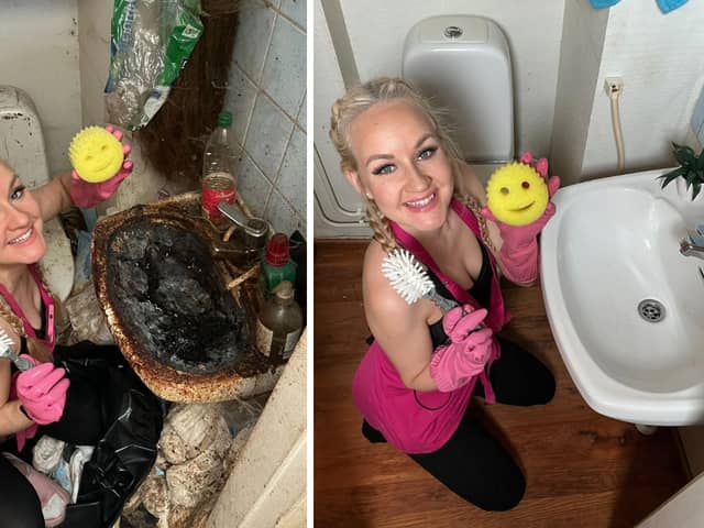 'World's best cleaner' Auri Kananen, 30, from Finland spent 48 hours “extreme-cleaning” a one-bed apartment, which featured a toilet which hadn't been cleaned in six years in a bathroom with mushrooms growing in the walls.

