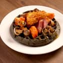 Black pudding and bacon batter, hash browns, tomatoes, mushrooms, with bacon and orange marmalade drizzle. Hampton by Hilton is trailaling limited edition British Breakfast Waffle Trio as part of its free hot breakfast included in every stay