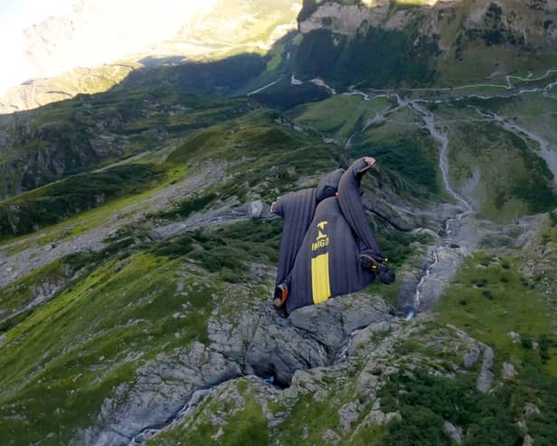 Tim Howell, 34, during practice jumps for his wingsuit jump off Everest Picture: Tim Howell / SWNS