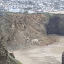 Whipsiderry Cliffs, before the huge cliff fall. Newquay. 