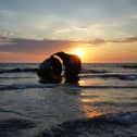 Sunset timelapse at Mary's Shell on Cleveleys beach, Lancashire