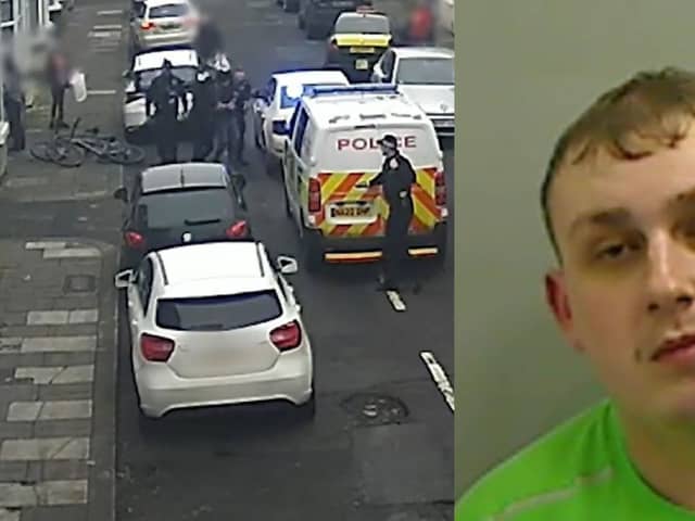 Police arrest Michael Hugill after they spotted him selling drugs on the street.