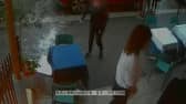 Video grab from this shocking footage shows an alleged attack on restaurant staff - in a dispute over paying a bill  at La Bella Vista in Hastings, East Sussex.