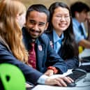 Zinedine Meah (centre) is one of the students who has been awarded an assisted place at Bradford Grammar School