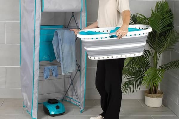 The heated drying pod helps speed up laundry in the colder months