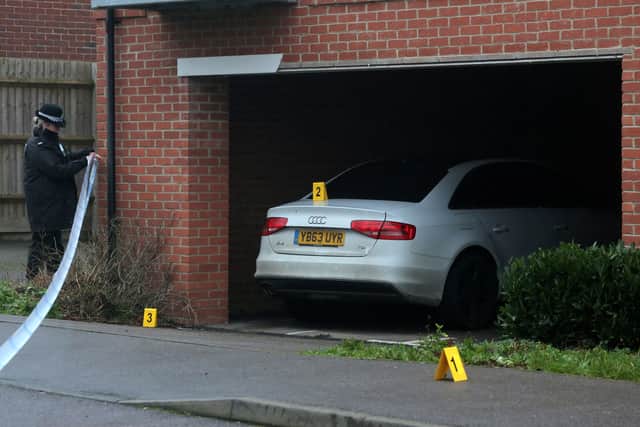 The scene in Milton Keynes where two women and a dog were stabbed to death on Christmas day.