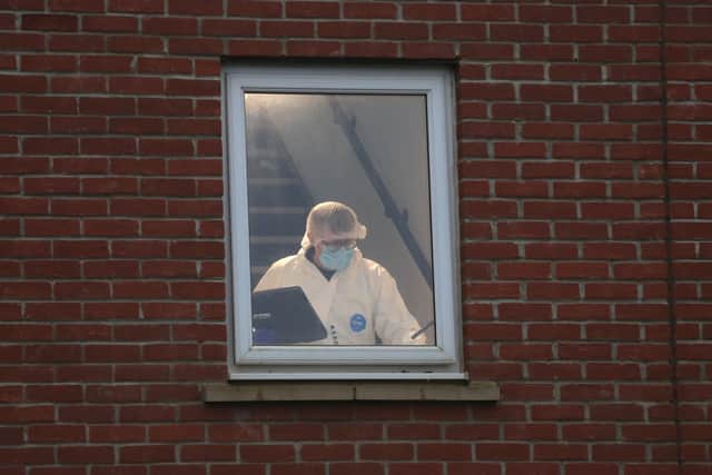 The scene in Milton Keynes where two women and a dog were stabbed to death on Christmas day.