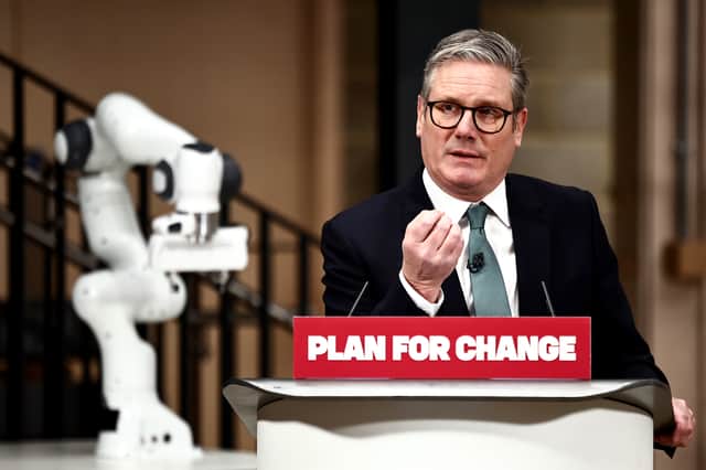 Prime Minister Sir Keir Starmer speaking at University College London (UCL) East in east London, as he unveils his Government's AI Opportunity Action Plan.