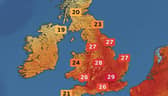 Met Office weather map for Thursday (May 1) shows high temperatures forecast.