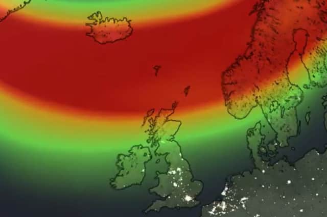 A Met Office map shows where the northern lights could be visible tonight.