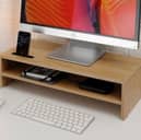 This screen riser is ideal for keeping desktop clutter stored away
