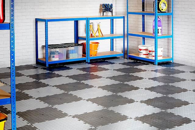 BiGDUG checker plate floor tiles can give a garage a cleaner, more professional workshop look while protecting the floor underneath