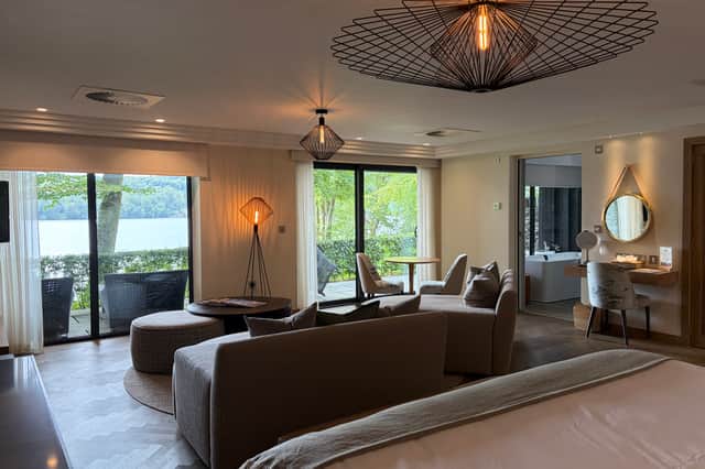 The Mallard Lakeside Hot Tub Suite combines luxurious interiors with a private terrace overlooking Windermere
