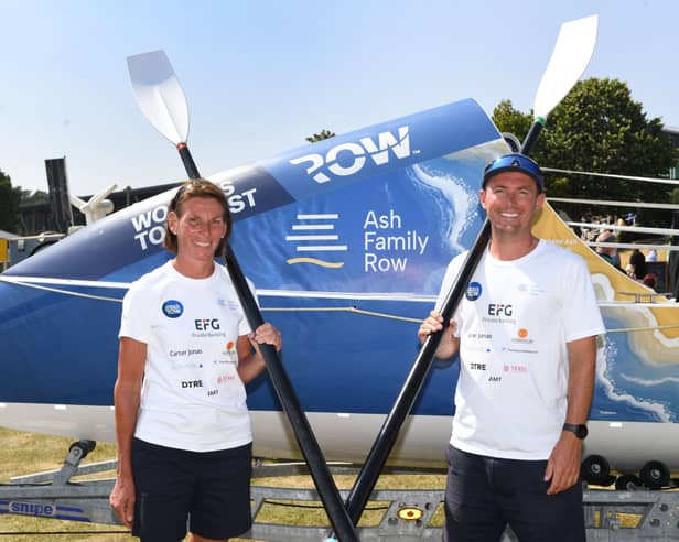 Ripon charity rowers mum Charlotte Ash and son Henry.
Picture: Gerard Binks
