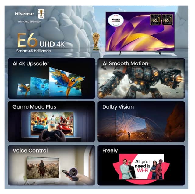 Smart viewing Hisense TVs combine 4K picture technology, gaming and streaming features.