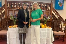 Revd Ann Fox, Superintendent Minister of the Tadcaster Methodist Circuit, pledges support to Wetherby and District Foodbank.