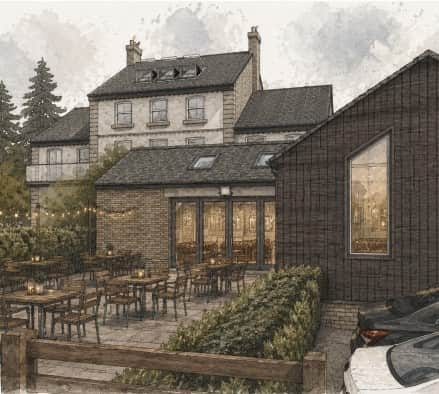 Artistic impression of the proposed development of The Cricketers in Knaresborough.