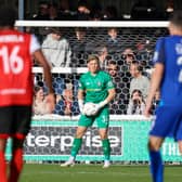 On-loan Bolton Wanderers goalkeeper Luke Hutchinson kept a third consecutive clean-sheet as Harrogate Town won on the road at Woking FC. Picture: Matt Kirkham