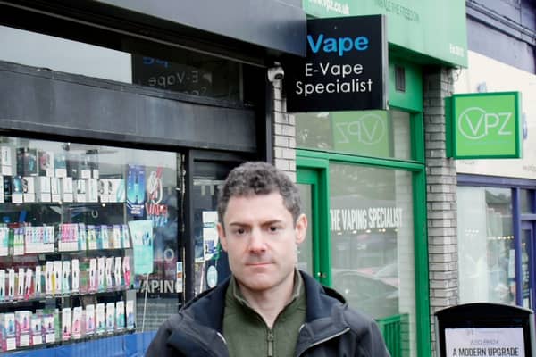 Delivering the vape shops survey to town centre residents in Harrogate - Tory candidate Jonathan Shrago, who is standing in next year's North Yorkshire Council elections.