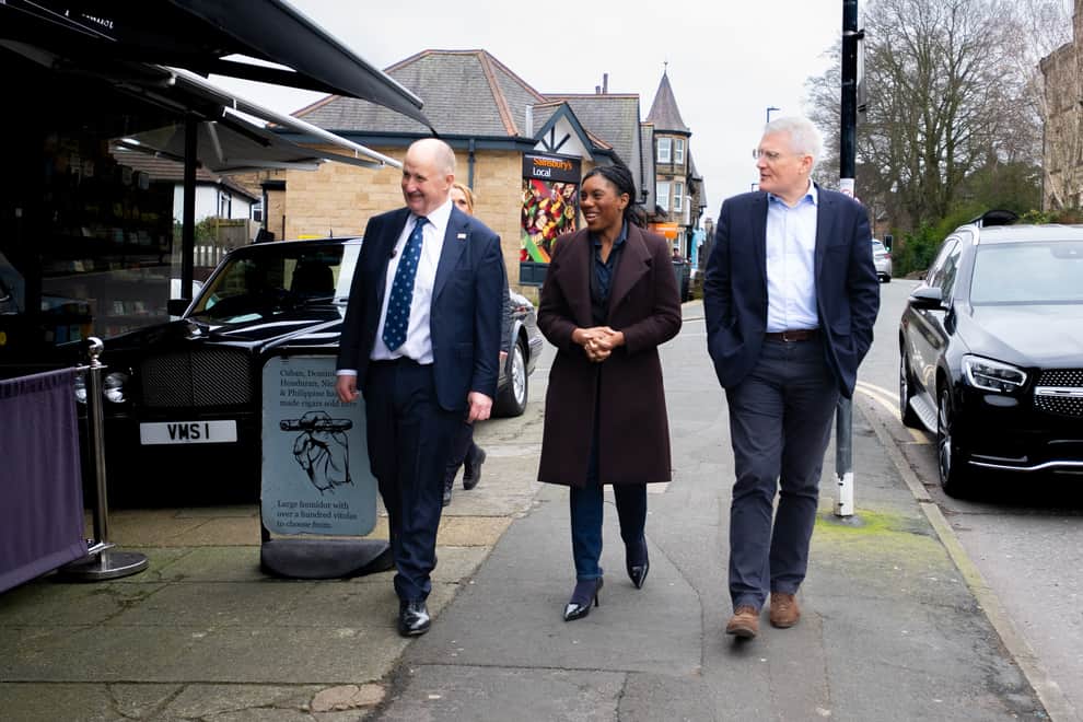 Former Harrogate MP Andrew Jones, right, accompanying Tory Party leader Kemi Badenoch and Tory Party chair Kevin Hollinrake in Harrogate earlier this year.