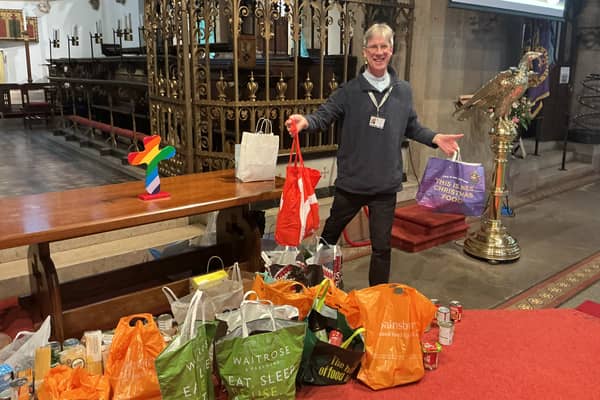 The Revd Dr Alan Garrow, Vicar at St Peter's Church in Harrogate, welcomes this year's Harvest appeal by St Peter's Church of England Primary School, which will support the church's Breakfast Club and weekly 'mini supermarket' for people experiencing homelessness and hardship in Harrogate