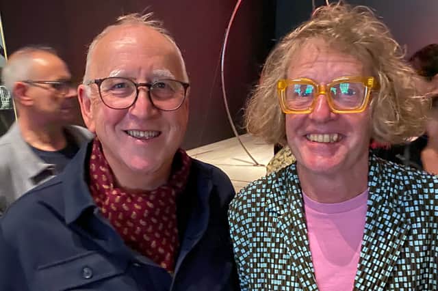 Harrogate photographer Stuart Linden Rhodes with Grayson Perry at The 90s: Art and Fashion exhibition at Tate Britain.