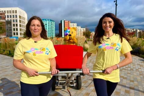 Lindsey Burrow planning Push for Pudsey sofa challenge with BBC’s Amy Garcia.