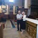 Val Backett and Ken Backett recreated a special moment from their wedding day by walking down the aisle at Christ Church in Harrogate, 64 years after they were married