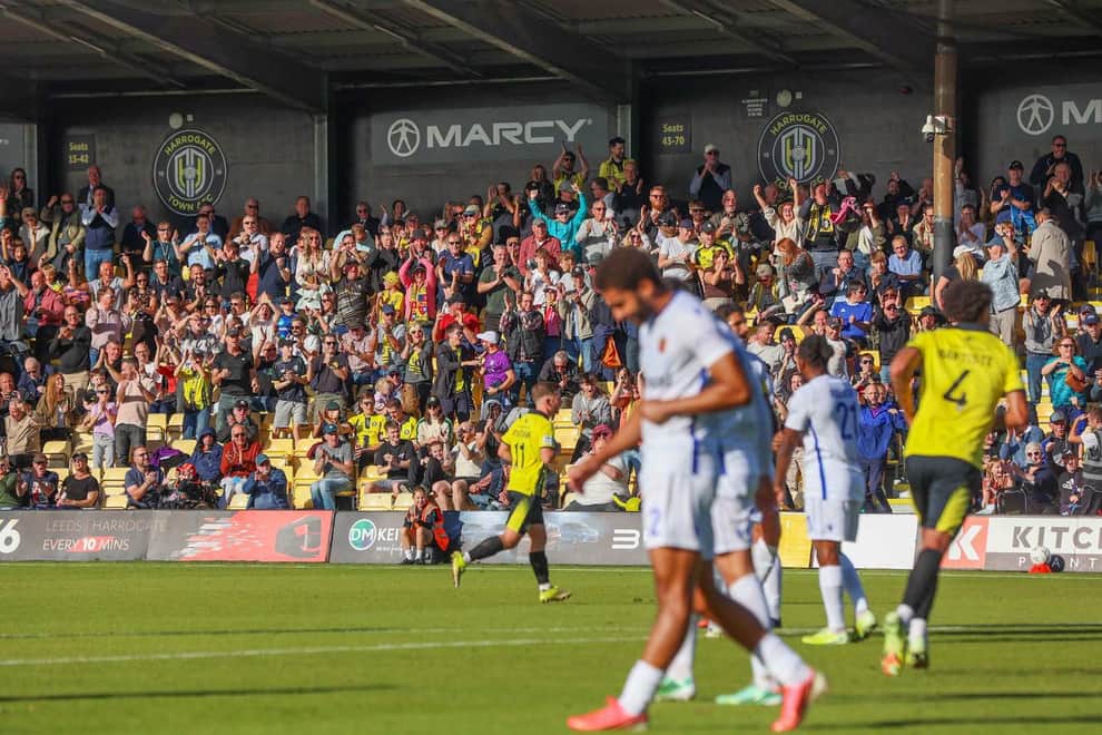 Harrogate Town sit second top in the The National League while tomorrow’s opponents Bury play in the seventh tier NPL Premier Division.
