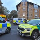 Police and ambulance vehicles at the junction of Franklin Road/Strawberry Dale, Harrogate, Saturday, October 17. Photo: Steve Riding