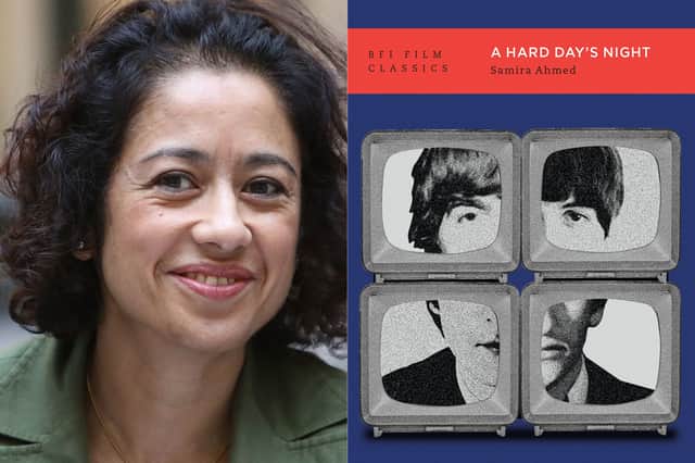 Broadcaster Samira Ahmed with her new book on A Hard Day's Night in the BFI Film Classics series.