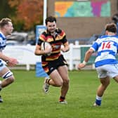 Conor Miller on the attack for Harrogate RUFC during Saturday's National Two North defeat at Tynedale RFC. Picture: Daniel Kerr
