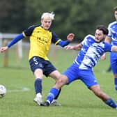Kirk Deighton Rangers (blue kit) were held to a 1-1 draw by Boroughbridge AFC. Picture: Gerard Binks