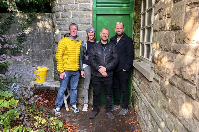 Knaresborough West Councillor Matt Walker and Knaresborough East Councillor Hannah Gostlow with Steve and Simon, who oversee the management of public toilets across North Yorkshire, at the refurbished Conyngham Hall Car Park public toilets