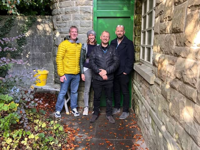 Knaresborough West Councillor Matt Walker and Knaresborough East Councillor Hannah Gostlow with Steve and Simon, who oversee the management of public toilets across North Yorkshire, at the refurbished Conyngham Hall Car Park public toilets
