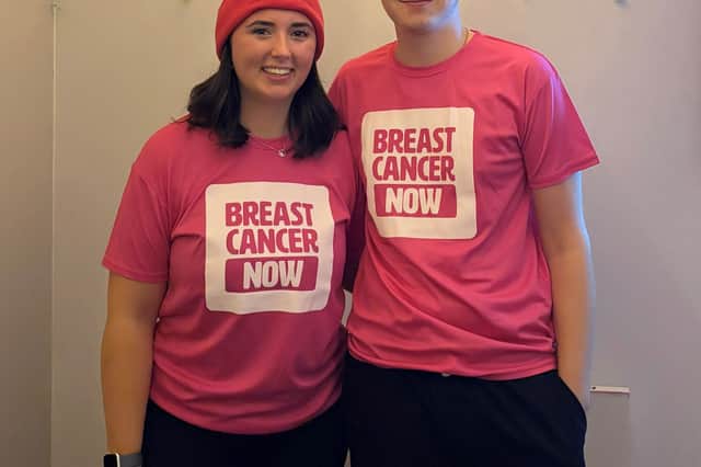 Huddersfield Uni students Abby Strachan, of Wetherby, and Aiden Billau have taken on a 100-mile walking challenge for Breast Cancer Now.