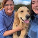 Abby with mum Claire Strachan, of Wetherby, and dog Skye.
