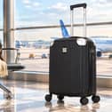 The ATX Luggage 21-inch hard-shell cabin suitcase has a 33-litre capacity, four dual spinner wheels and a built-in three-digit lock.