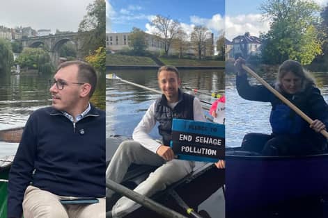 From left, Tom Gordon (MP Harrogate & Knaresborough) at Blenkhorn’s Boats Knaresborough, Luke Charters (MP York Outer) at York St John University Boat Club with York City Rowing Club and Rachael Maskell (MP York Central) at Rowntree Park York with York Canoe Club.