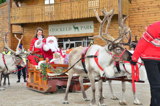 Santa arrival with sleigh and reindeer at Wetherby-based Stockeld Park, 2017.