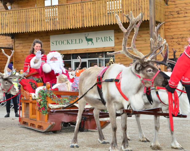 Santa arrival with sleigh and reindeer at Wetherby-based Stockeld Park, 2017.