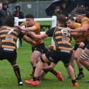 Max Sharp on the attack during Harrogate Pythons RUFC's home defeat to Wensleydale RUFC. Picture: Simon Womersley