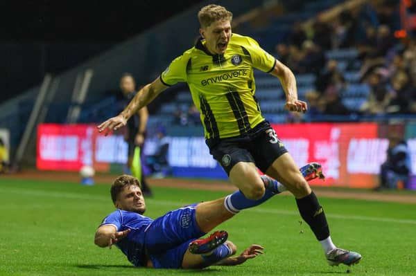 Harrogate Town were beaten 3-0 by nine-man Carlisle United at Brunton Park. Picture: Matt Kirkham