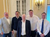 Harrogate and Knaresborough MP Tom Gordon, second from left, with Martin Mann of Harrogate District Chamber of Commerce, Ian Howard of Libertas Professional Services, John Garbutt, Director at DSC Chartered Accountants and Tristan Burd of Denham & Burd Wealth Management.