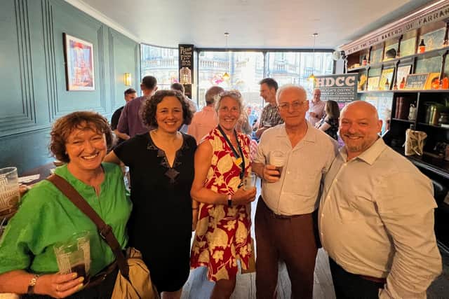 Kate Rogata (Supporting Older People), Tara Stagman (Ake & Humphris), Mayor of Harrogate Cllr Viv Poskitt, Russell Davidson (BID Board Member) and Jason Maxwell (BID CEO)