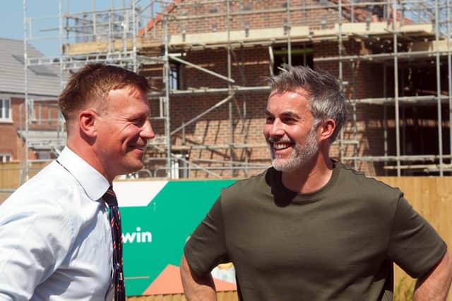 Mayor David Skaith visiting a housing development in Harrogate. 