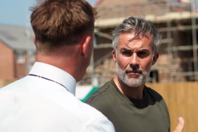 Mayor David Skaith visiting a housing development in Harrogate. 